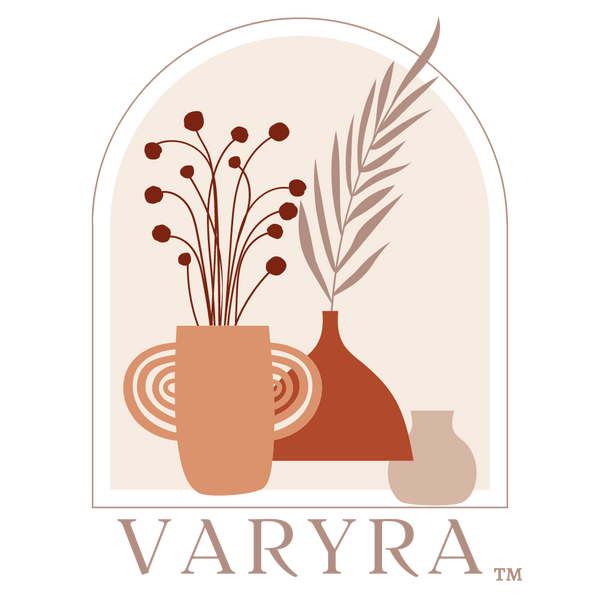 varyra handmade ceramic crockery, brass decor showpiece, bed sheets made by skilled artists giving a natural aesthetic raw vibe to your home and your kitchen