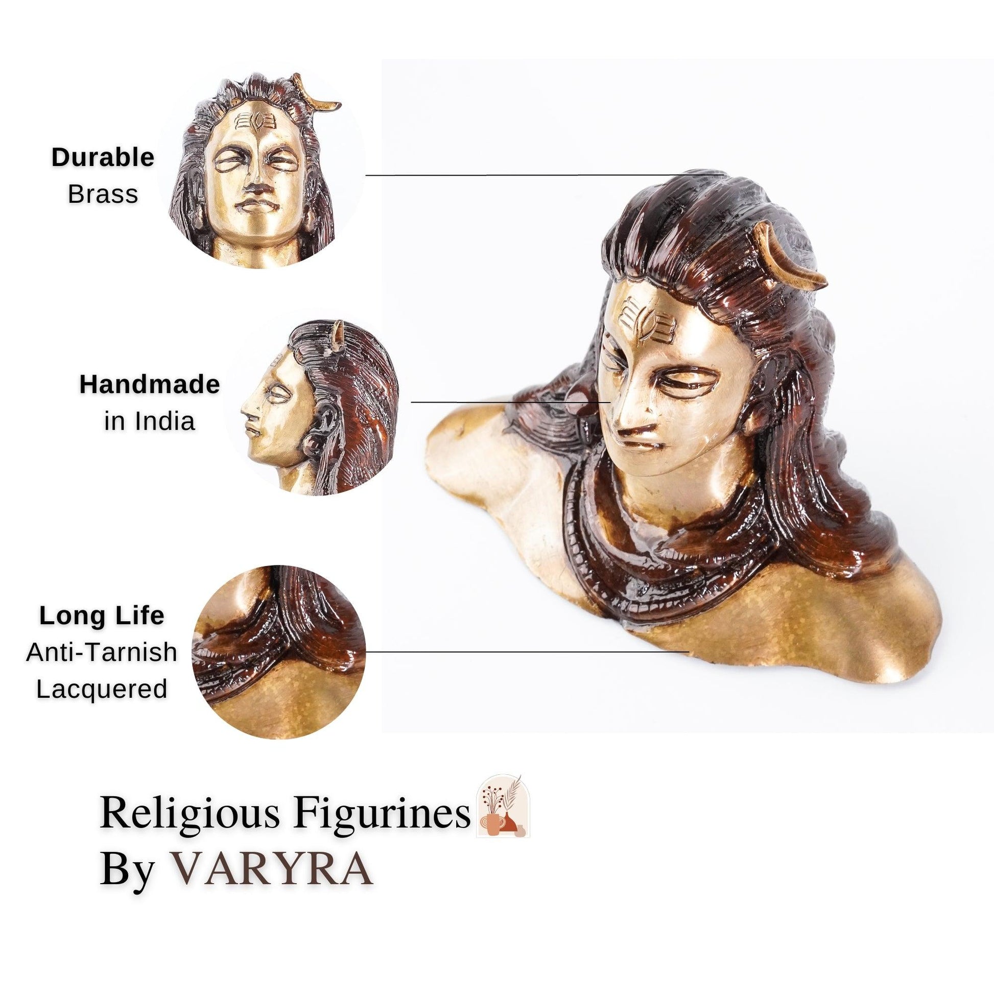 Antique Style Shiva Adiyogi Brass Statue, Brown and Copper Finish – VARYRA